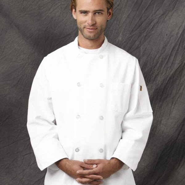 Eight Pearl Button Chef Coat with Thermometer Pocket Thumbnail