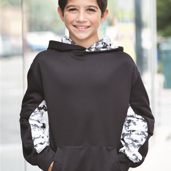 Youth Digital Camo Colorblock Performance Fleece Hooded Sweatshirt Thumbnail